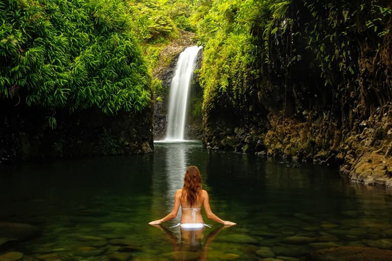 Take A Dip At The Pool Beneath The Waterfalls